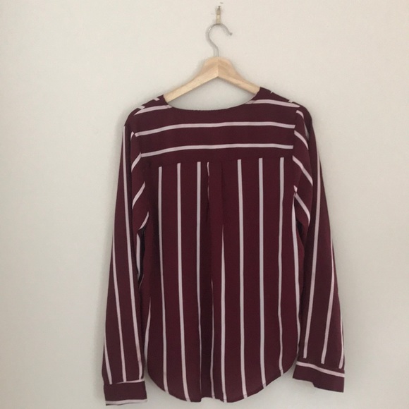 Harpa wine coloured blouse with white pinstripes - Picture 2 of 3